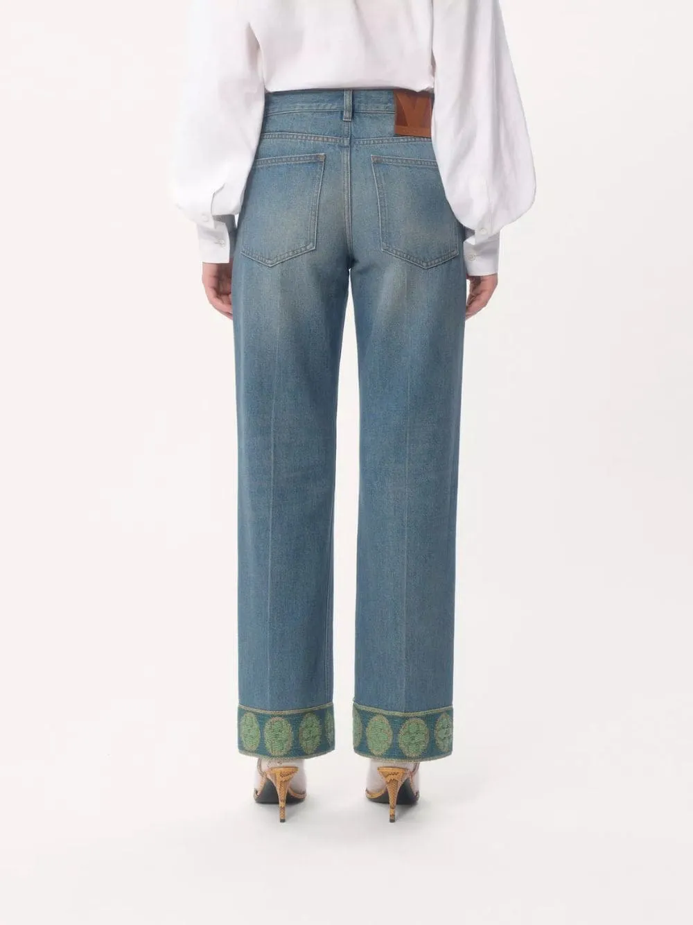 Blue Denim Trousers with Jacquard Trims sold by Fashion Clinic product image thumbnail 4