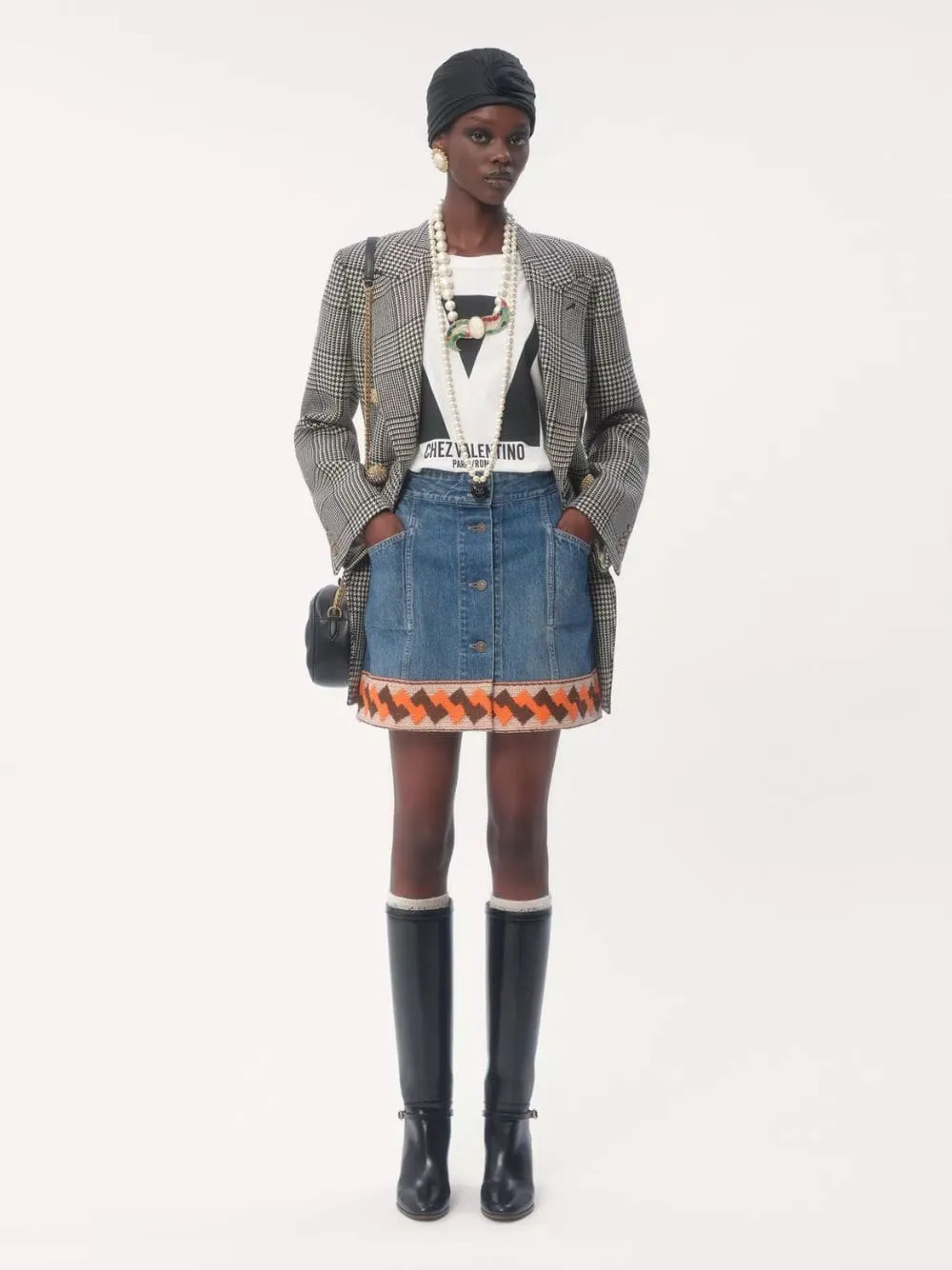 Blue Denim Skirt with Jacquard Trims sold by Fashion Clinic product image thumbnail 2