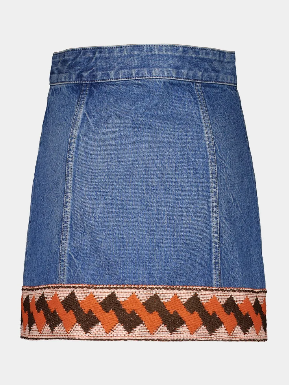 Blue Denim Skirt with Jacquard Trims sold by Fashion Clinic product image thumbnail 3