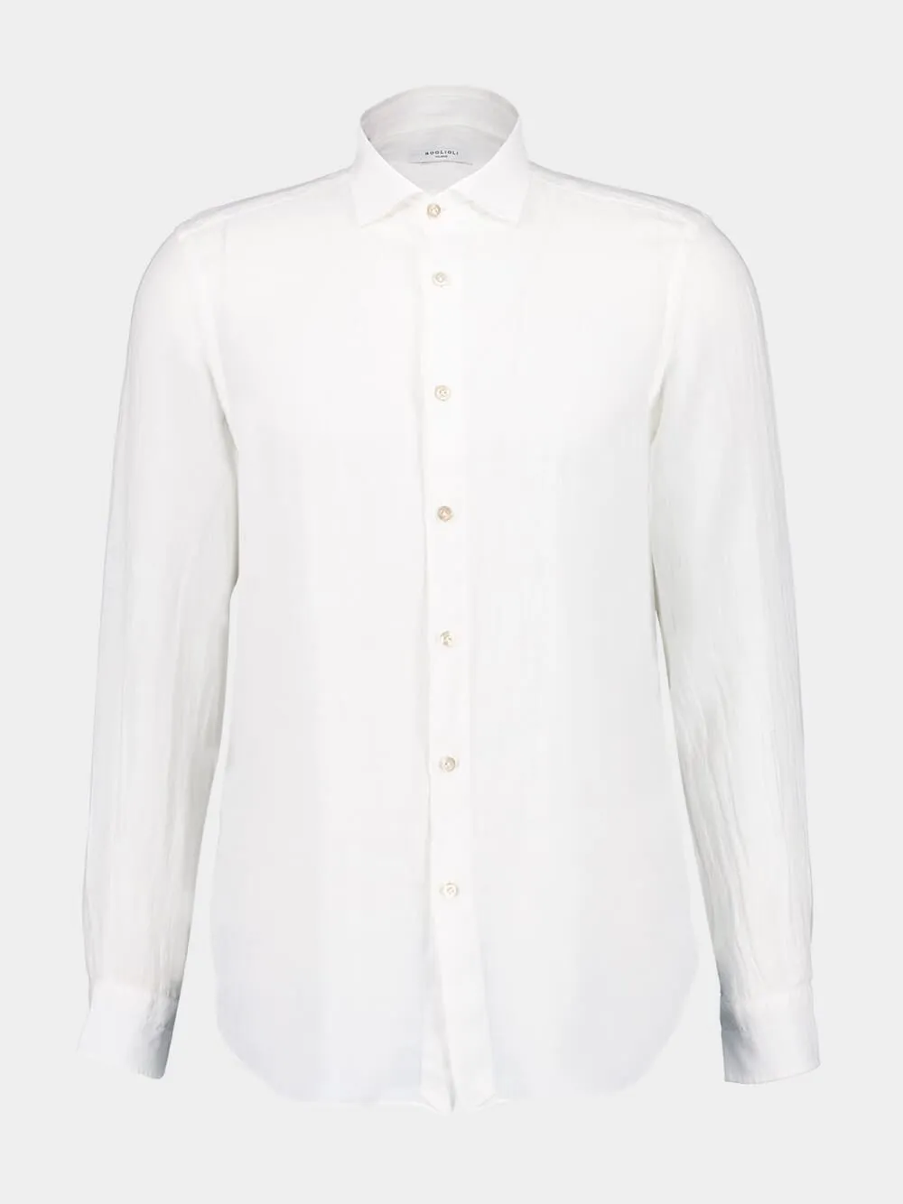White Regular Fit Linen Button-Up Shirt sold by Fashion Clinic