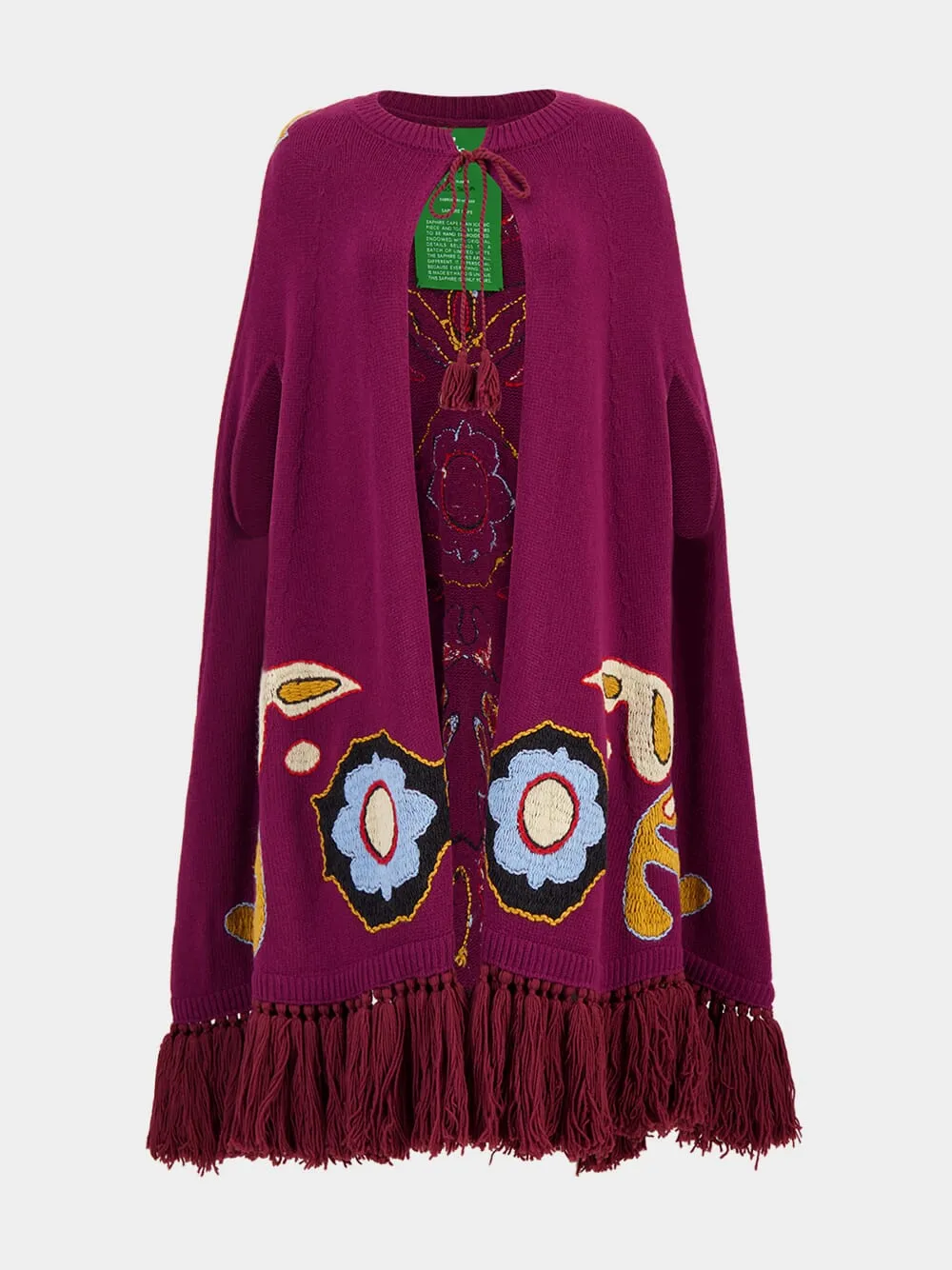 Saphire Purple Potion Hand Embroidered Knitted Cape sold by Fashion Clinic