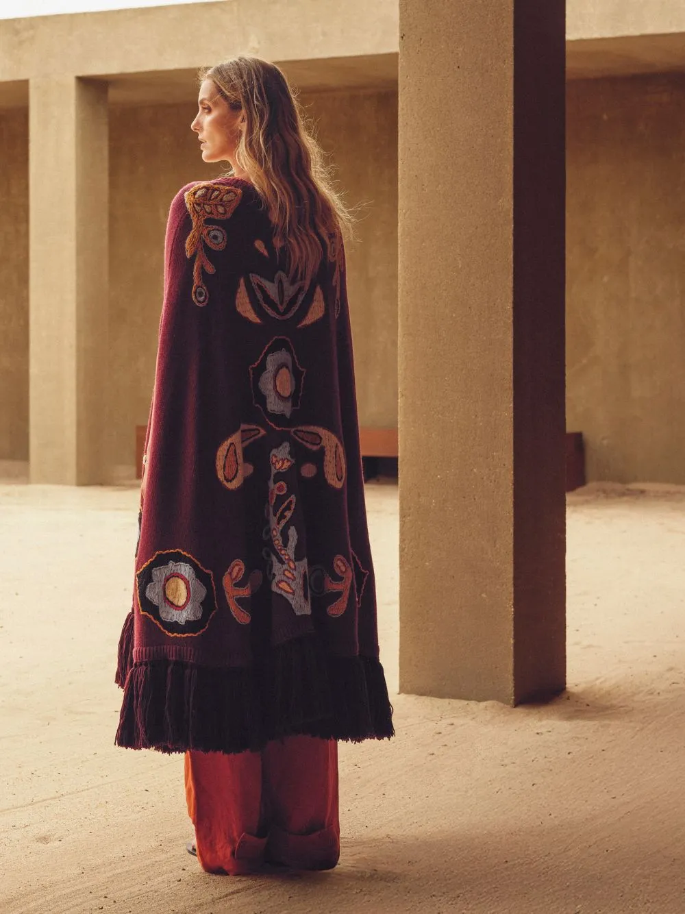 Saphire Purple Potion Hand Embroidered Knitted Cape sold by Fashion Clinic product image thumbnail 4