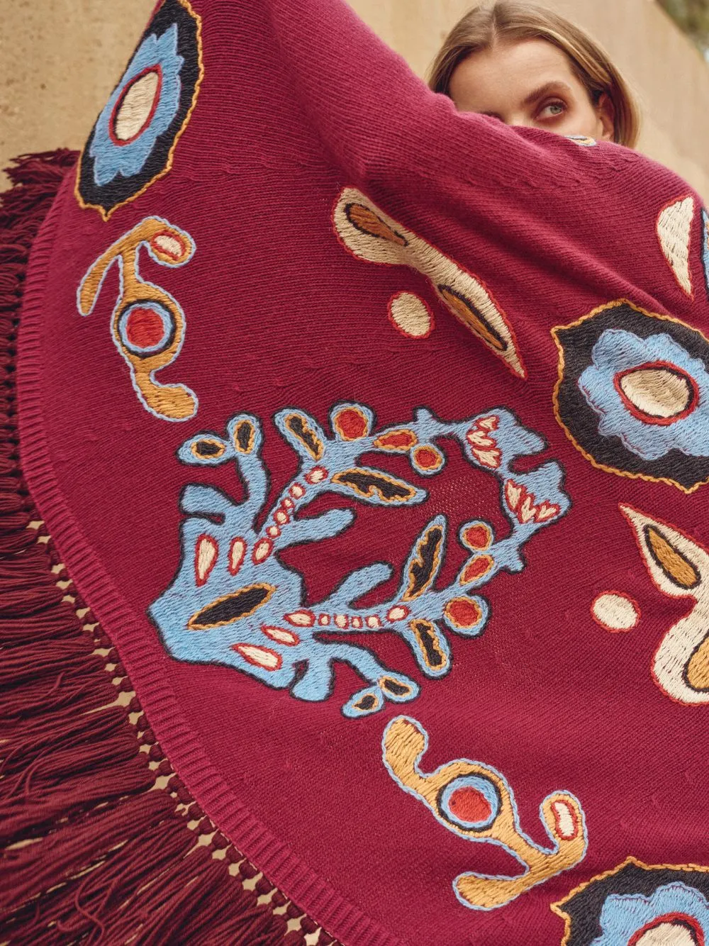 Saphire Purple Potion Hand Embroidered Knitted Cape sold by Fashion Clinic product image thumbnail 2