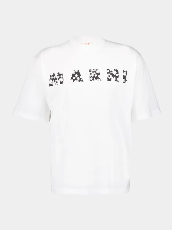 Lily White T-Shirt with Floral Logo Print sold by Fashion Clinic