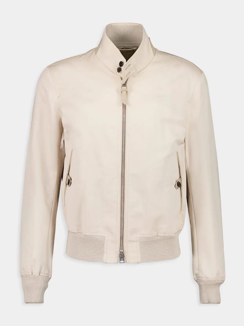 Ivory Fine Poplin Harrington Jacket sold by Fashion Clinic