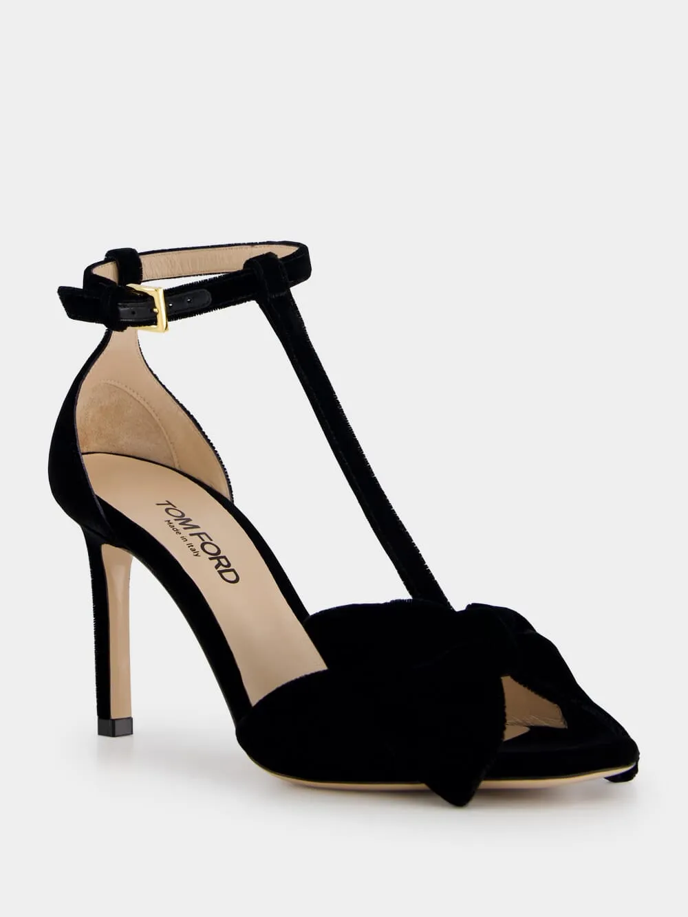 Black Velvet Bow-Detail Sandals sold by Fashion Clinic product image thumbnail 3