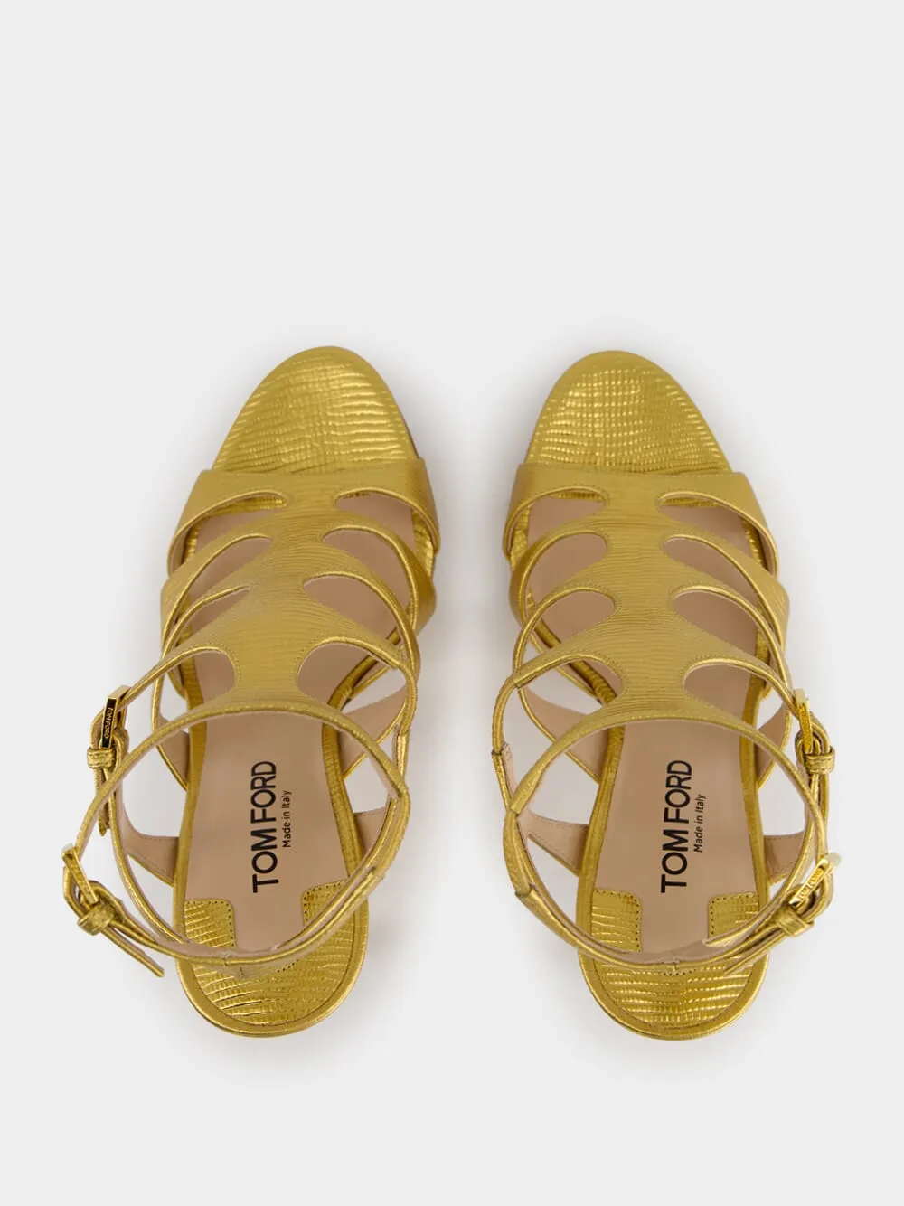 Light Bronze Laminated Lizard Sandal sold by Fashion Clinic product image thumbnail 5