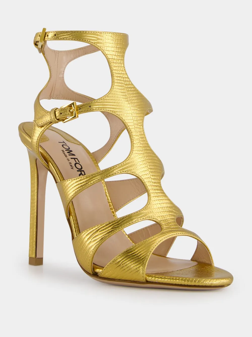 Light Bronze Laminated Lizard Sandal sold by Fashion Clinic product image thumbnail 3