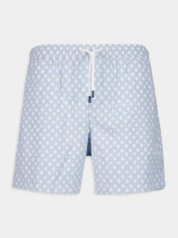 Blue Madeira Sakar Stamp Woven Swim Shorts sold by Fashion Clinic