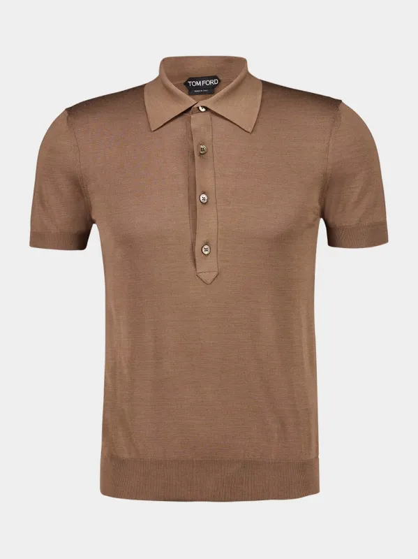 Brown Knitted Polo Shirt sold by Fashion Clinic