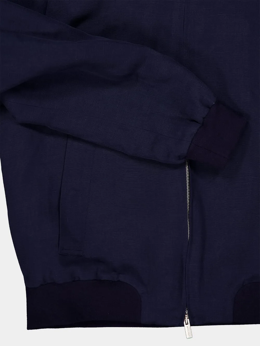 Navy Blue Lyocell Bomber Jacket sold by Fashion Clinic product image thumbnail 4