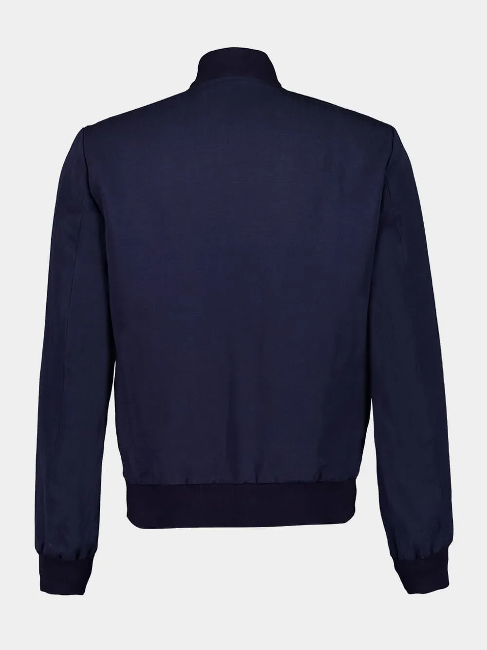 Navy Blue Lyocell Bomber Jacket sold by Fashion Clinic product image thumbnail 2