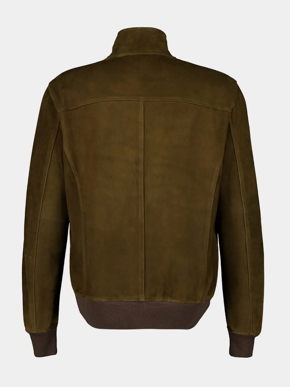 Brown Suede Leather Bomber Jacket sold by Fashion Clinic product image thumbnail 2