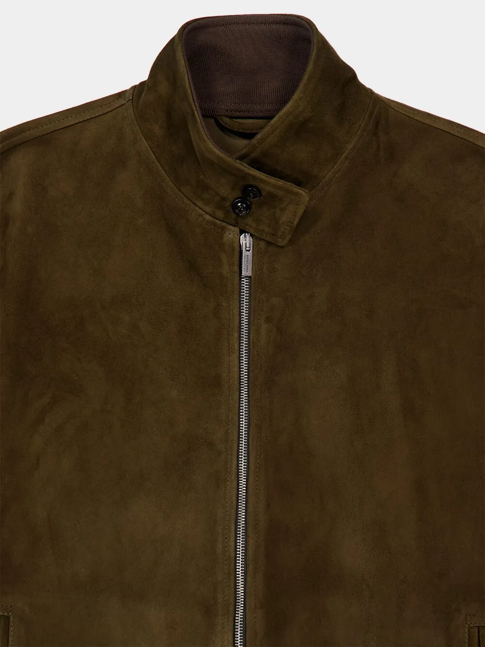 Brown Suede Leather Bomber Jacket sold by Fashion Clinic product image thumbnail 3