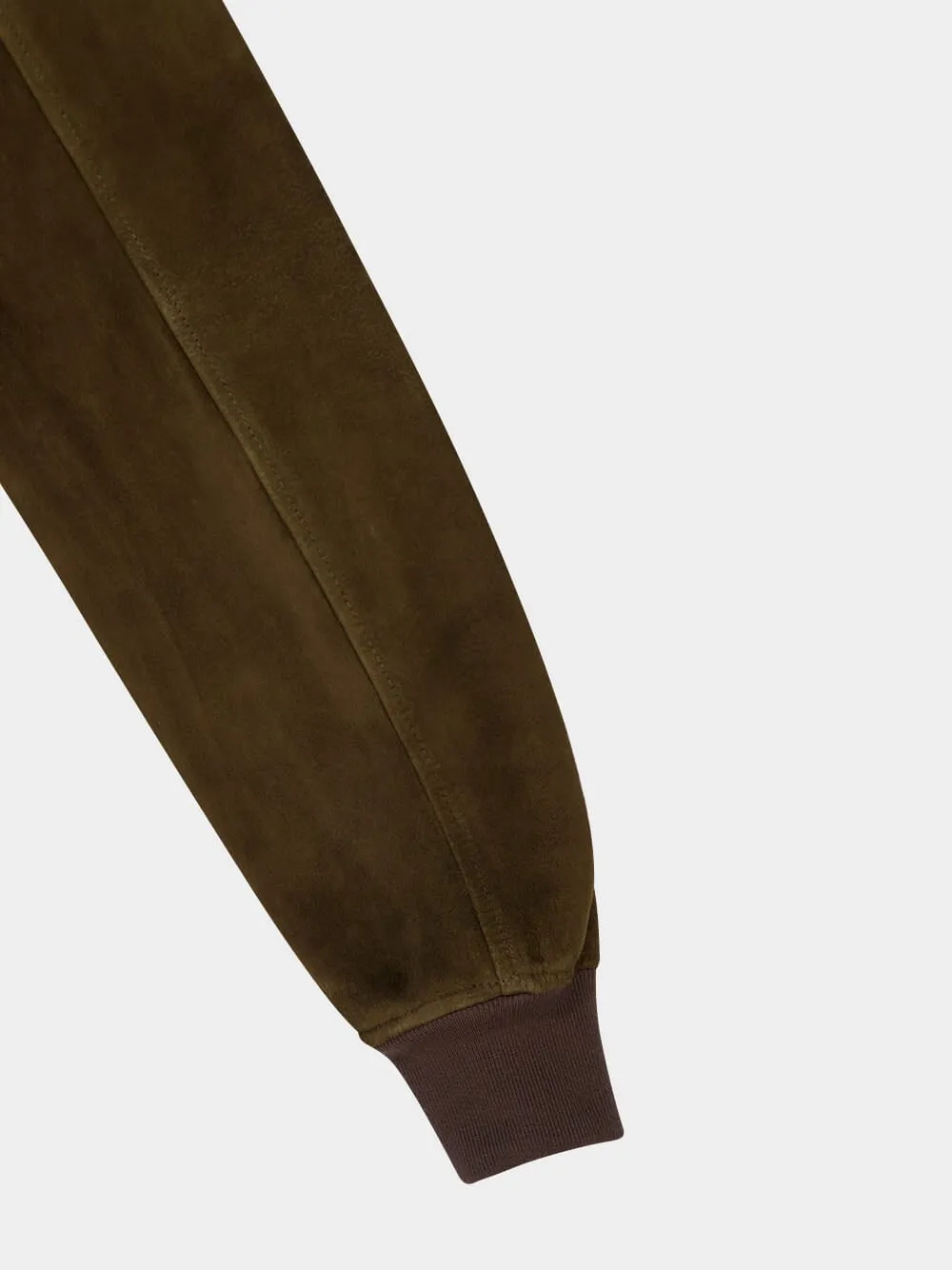 Brown Suede Leather Bomber Jacket sold by Fashion Clinic product image thumbnail 4