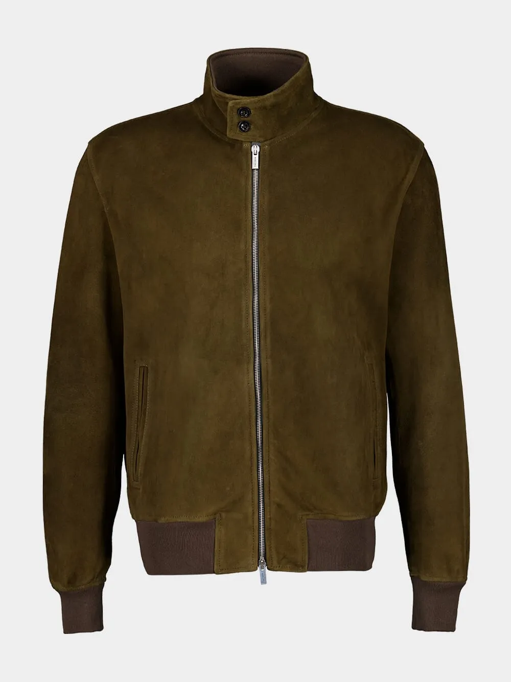Brown Suede Leather Bomber Jacket sold by Fashion Clinic