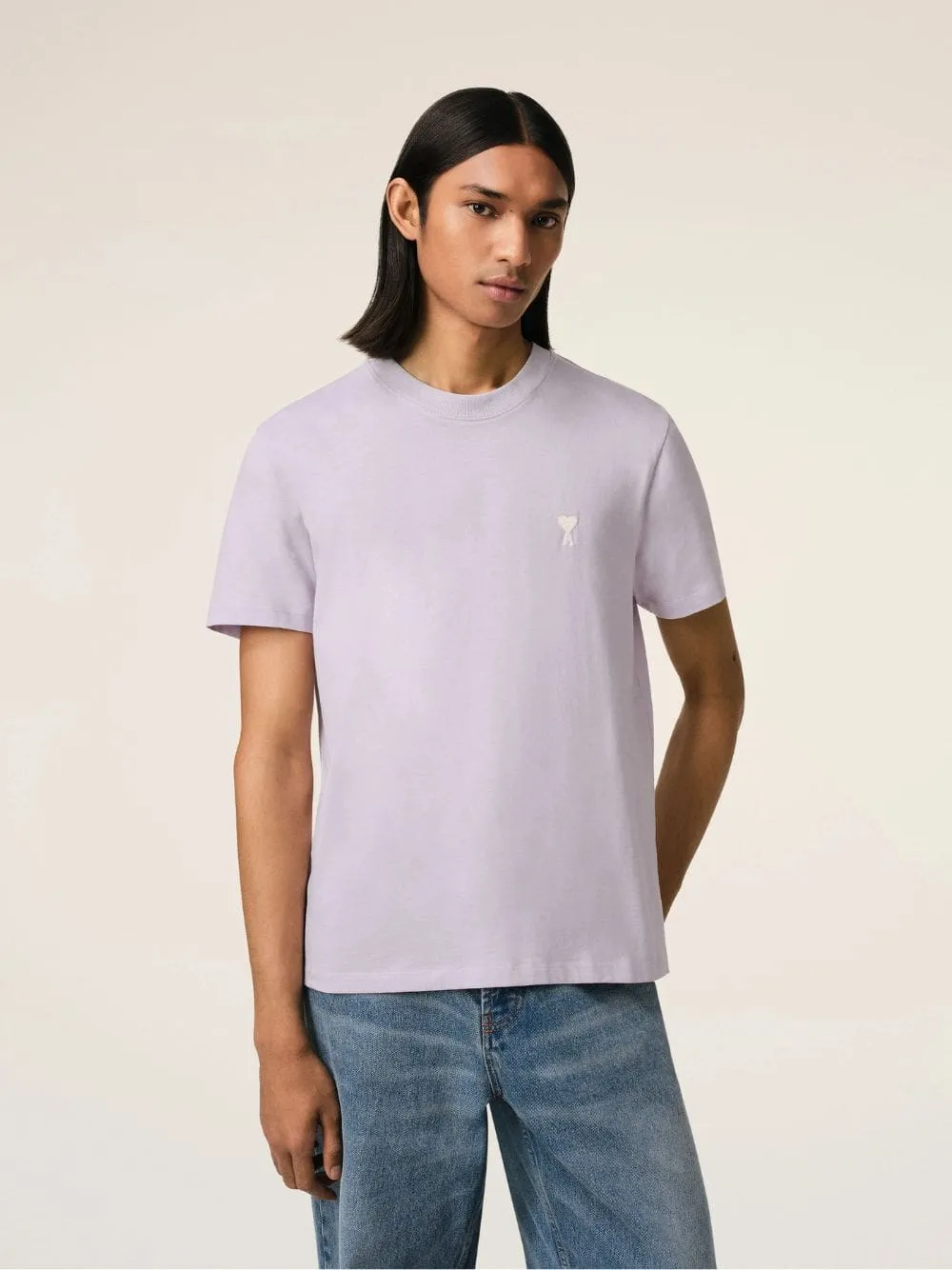 Lilac Cotton T-Shirt with Heart Embroidery sold by Fashion Clinic product image thumbnail 2