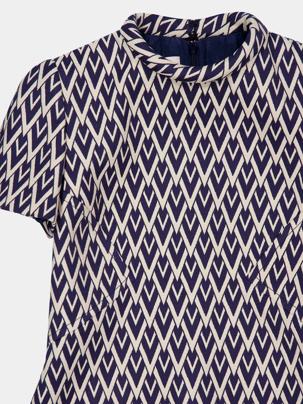 Night Blue Short Dress in Toute la V Jacquard sold by Fashion Clinic product image thumbnail 5