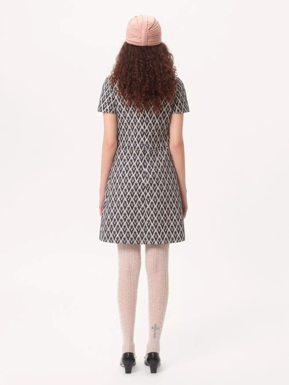 Night Blue Short Dress in Toute la V Jacquard sold by Fashion Clinic product image thumbnail 4