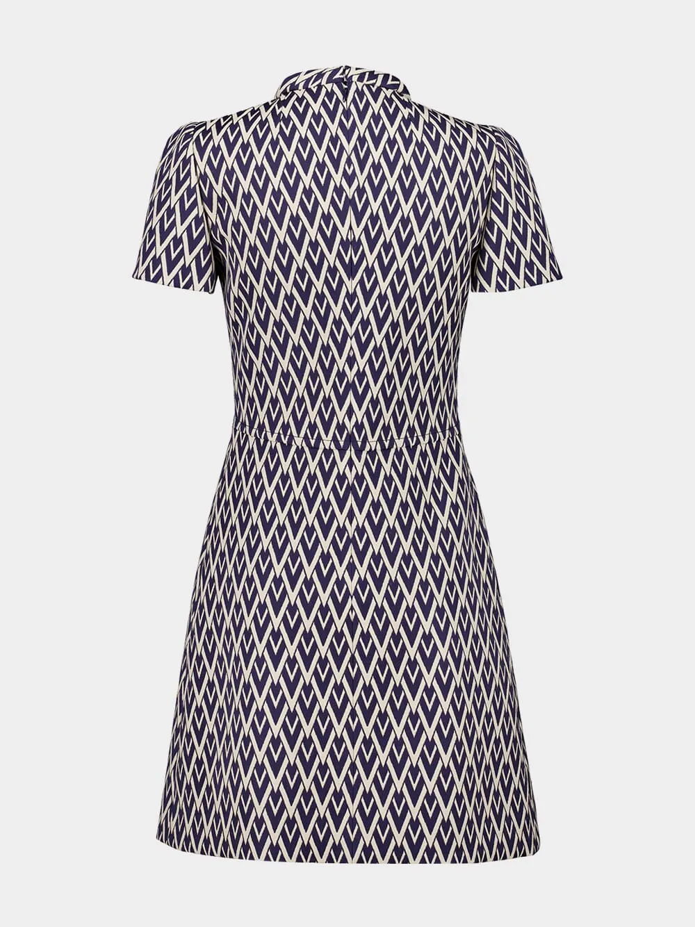 Night Blue Short Dress in Toute la V Jacquard sold by Fashion Clinic product image thumbnail 3