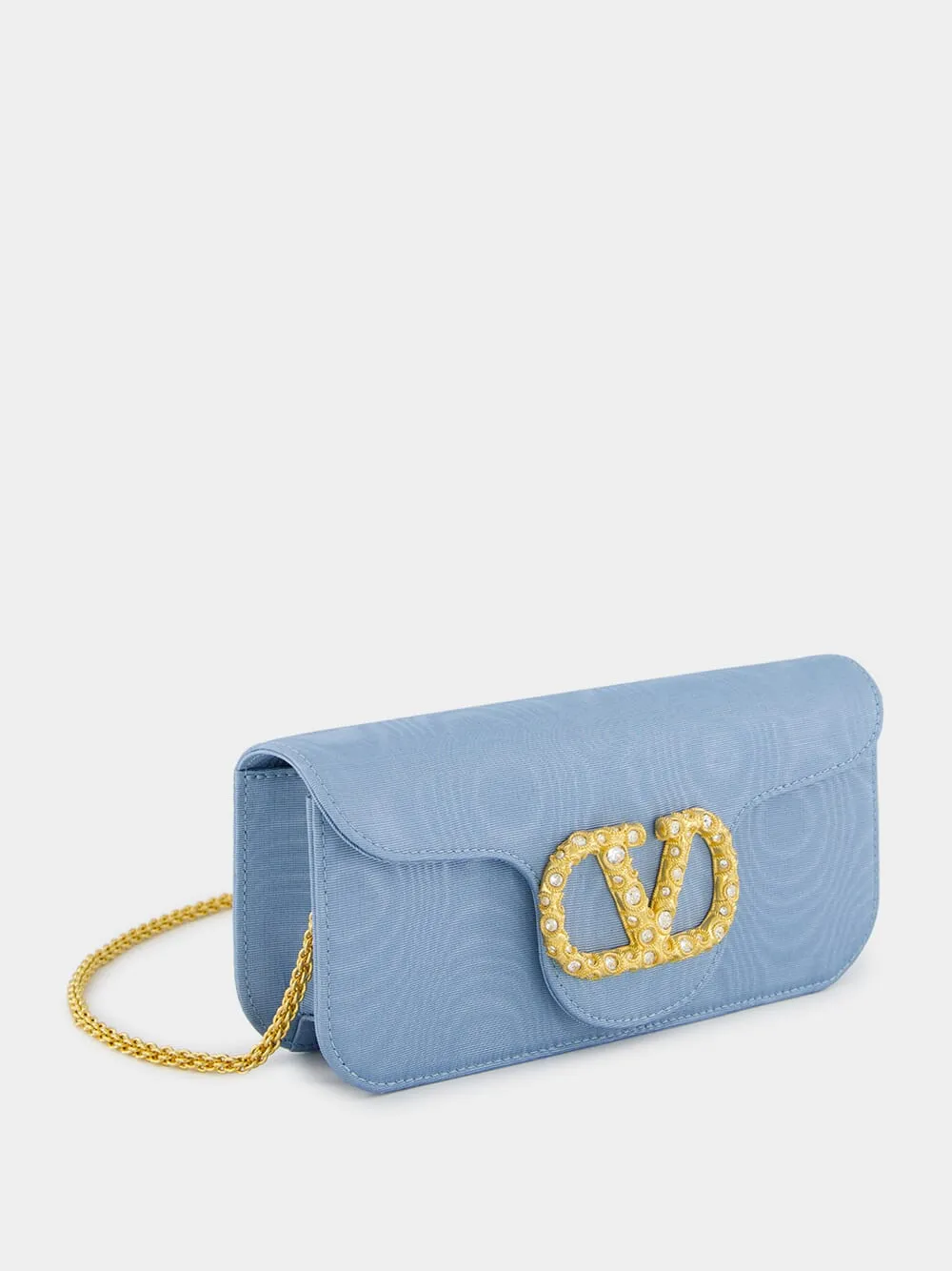Blue Locň Moiré Fabric Clutch with Jewel Logo sold by Fashion Clinic product image thumbnail 5