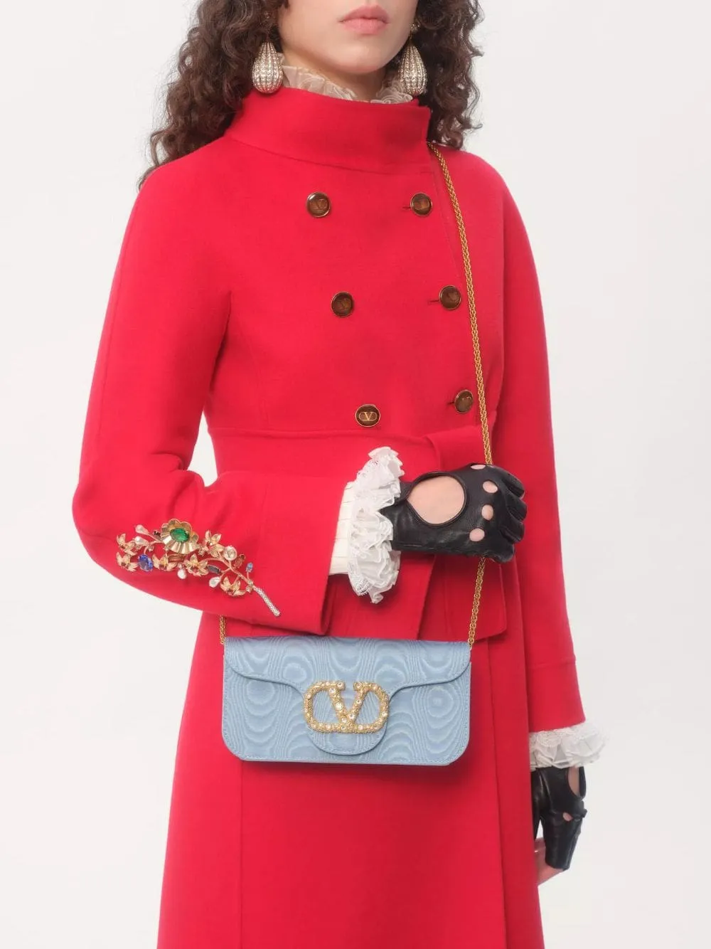 Blue Locň Moiré Fabric Clutch with Jewel Logo sold by Fashion Clinic product image thumbnail 2