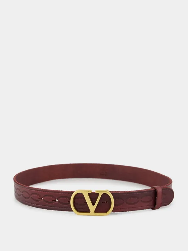 VLogo Signature Belt in Dark Aubergine sold by Fashion Clinic