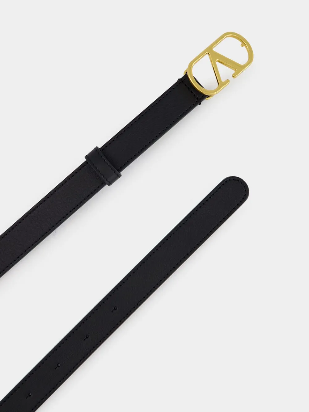 Black Shiny Calfskin Belt with VLogo Buckle sold by Fashion Clinic product image thumbnail 2