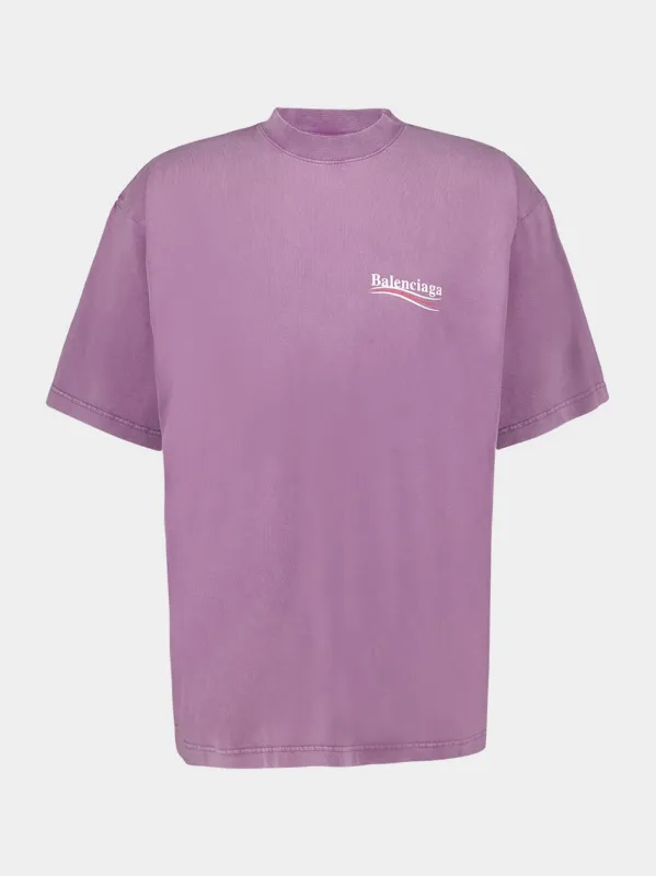 Political Campaign T-Shirt in Faded Purple sold by Fashion Clinic
