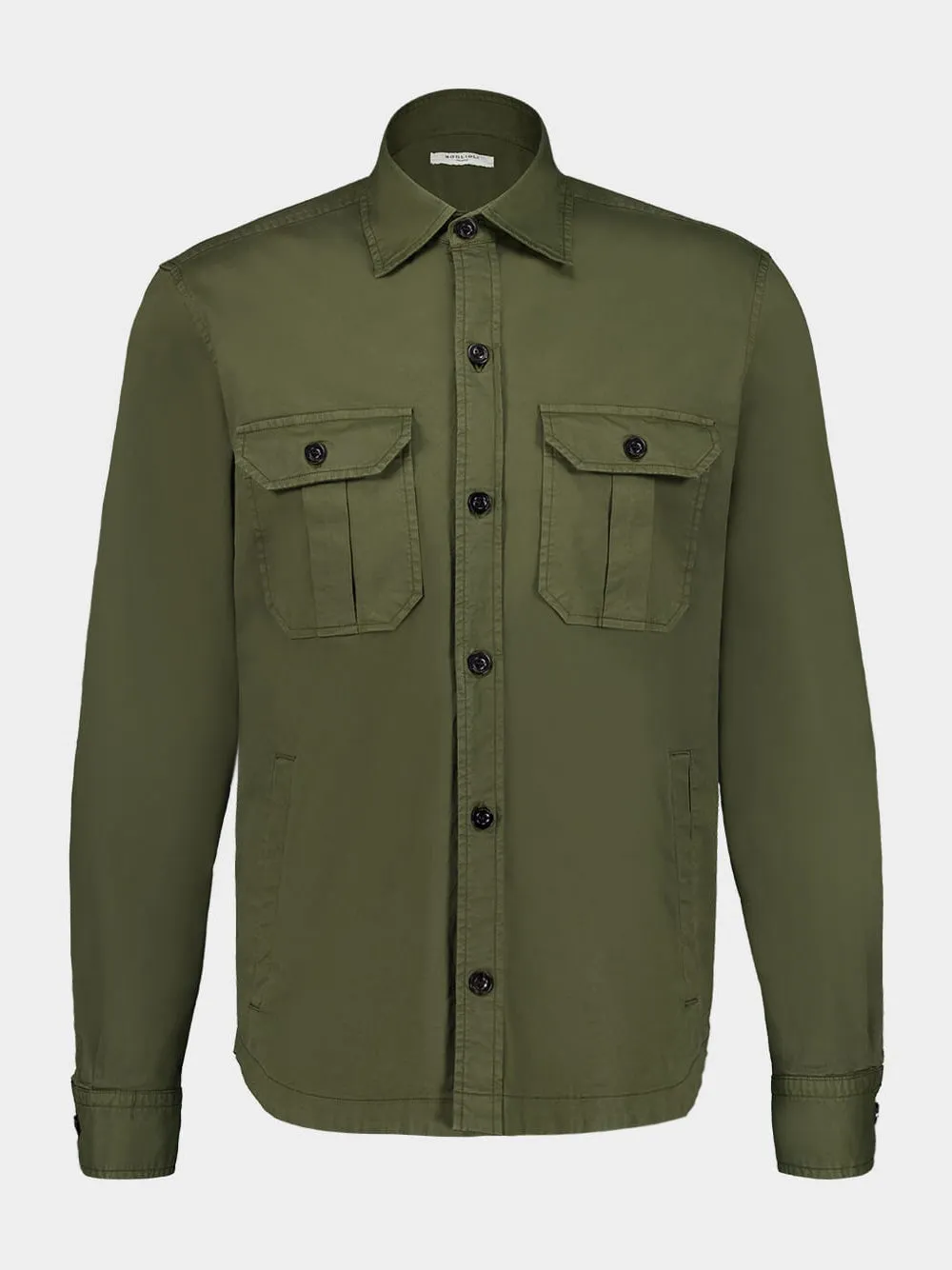 Khaki Cotton Overshirt with Pockets sold by Fashion Clinic