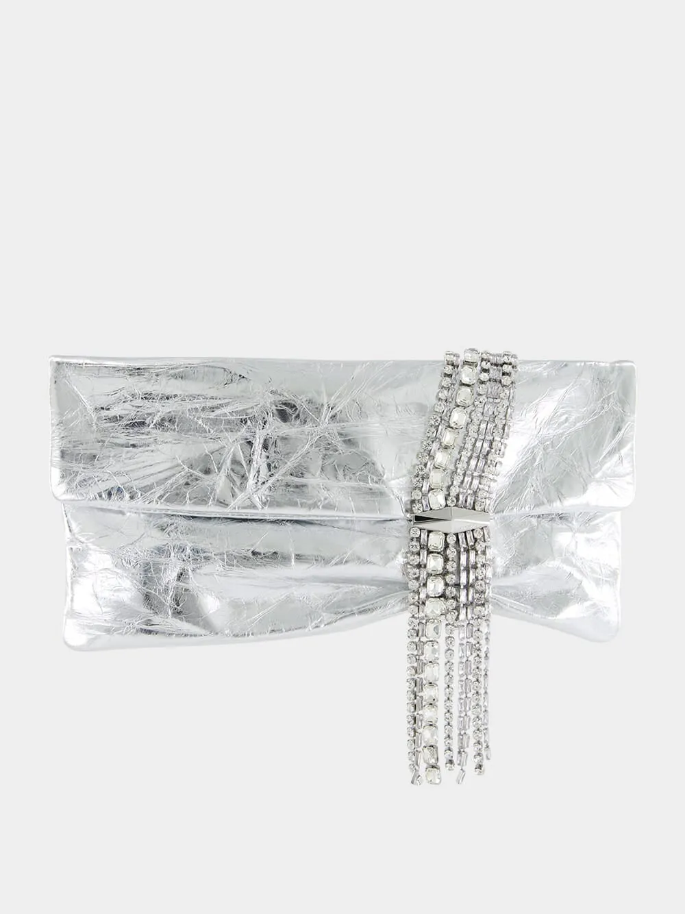 Zandra Silver Vintage Metallic Leather Clutch Bag sold by Fashion Clinic product image thumbnail 2