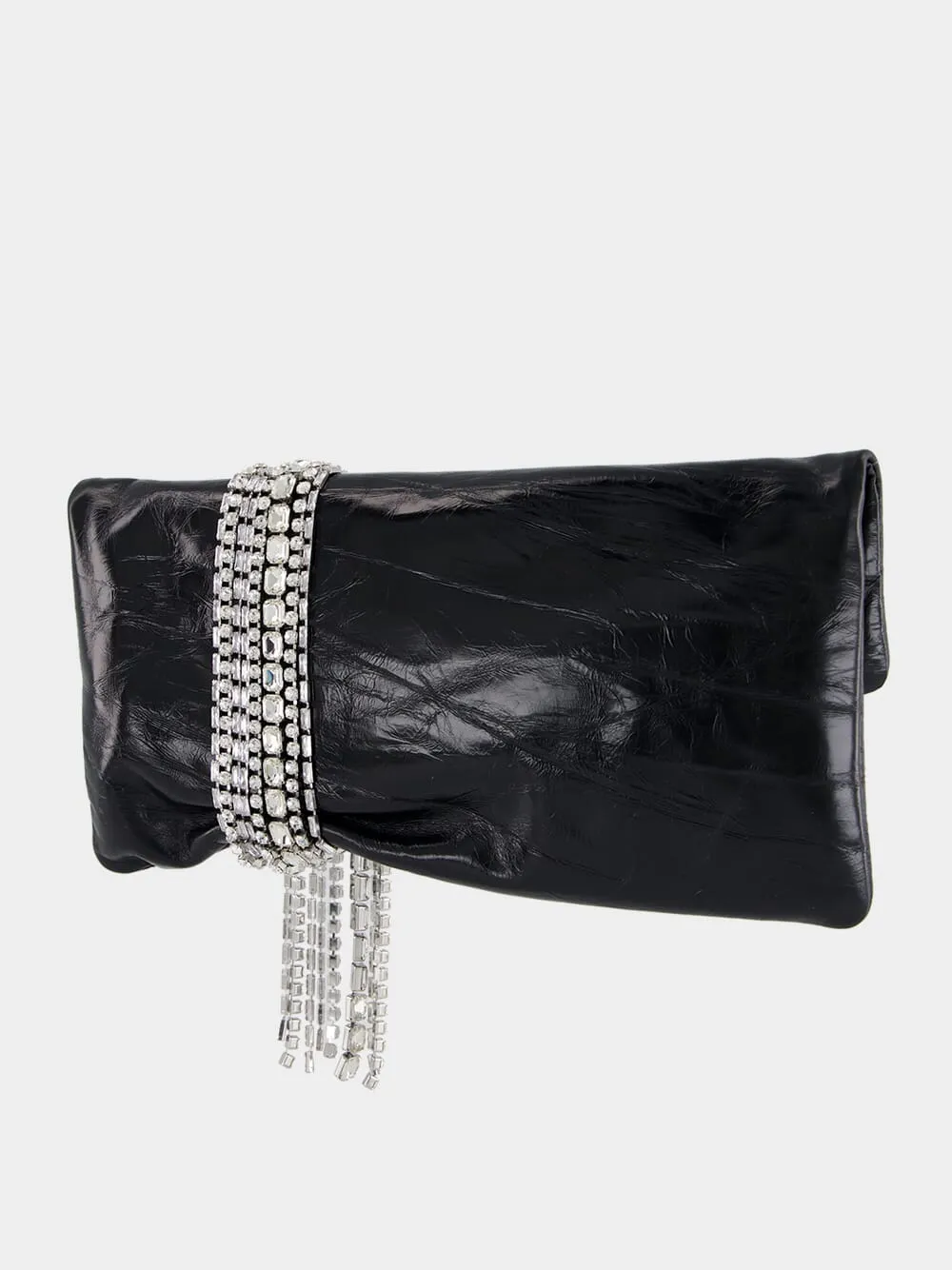Zandra Black Vintage Metallic Leather Clutch Bag sold by Fashion Clinic product image thumbnail 5
