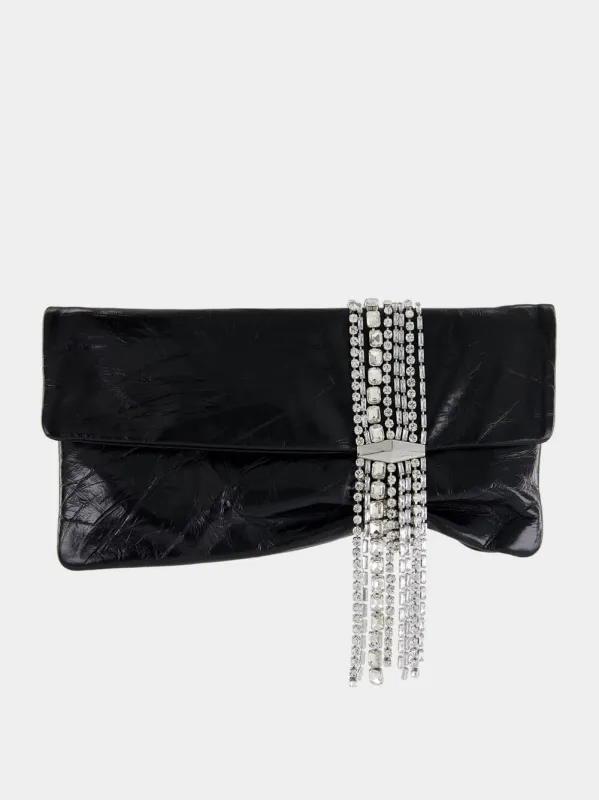 Zandra Black Vintage Metallic Leather Clutch Bag sold by Fashion Clinic