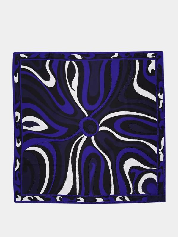 Blue Marble Print Silk Scarf sold by Fashion Clinic