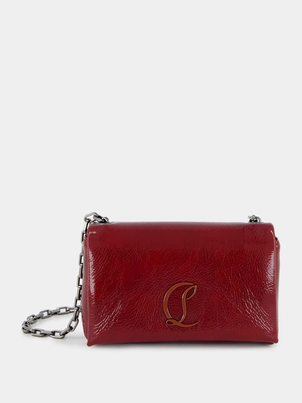 Burgundy Loubi 54 Patent Leather Crossbody Bag sold by Fashion Clinic