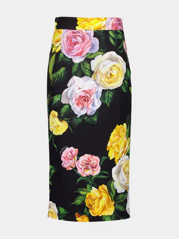Peony and Rose-Print Charmeuse Skirt sold by Fashion Clinic