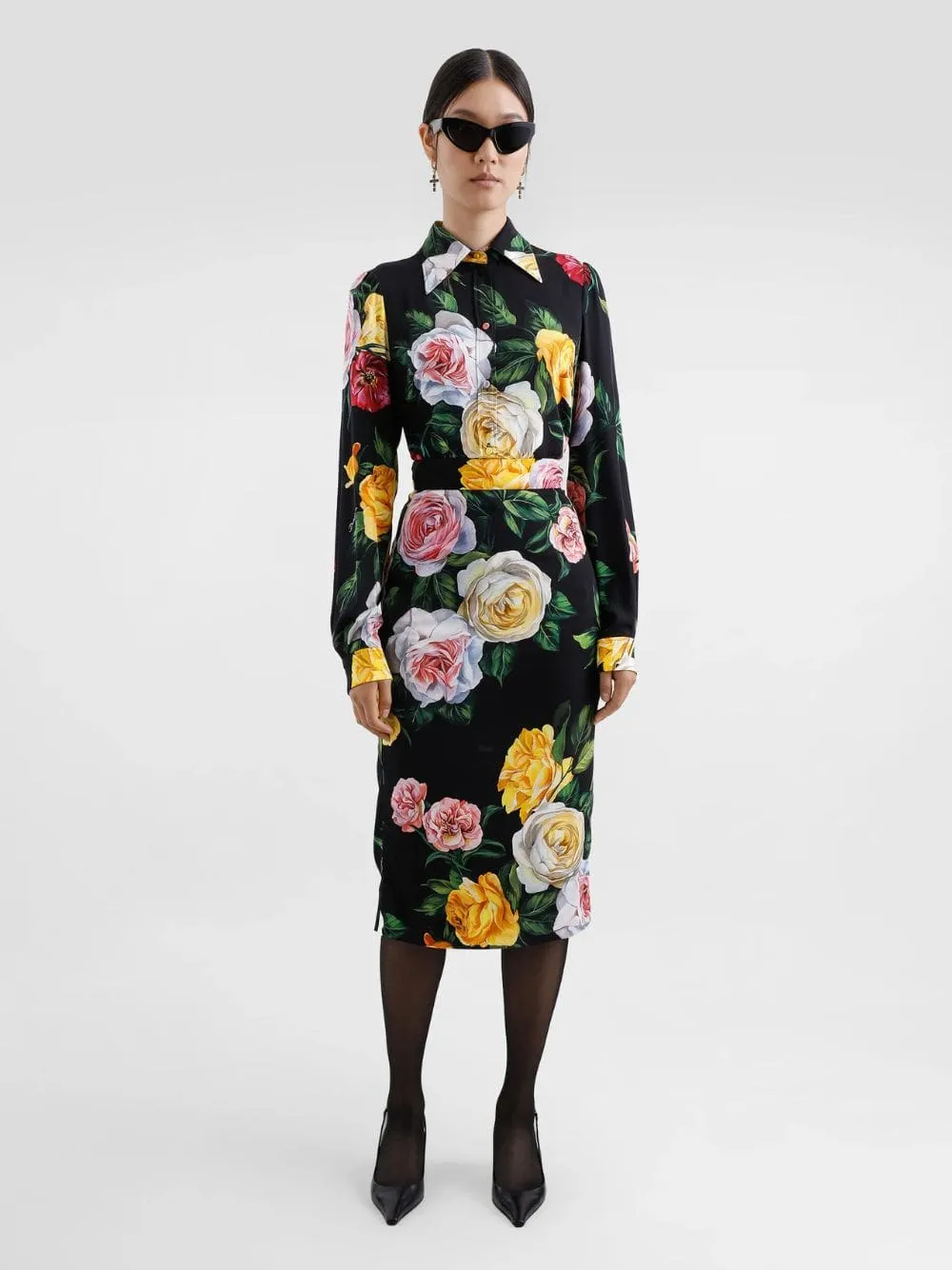 Peony and Rose-Print Charmeuse Skirt sold by Fashion Clinic product image thumbnail 2