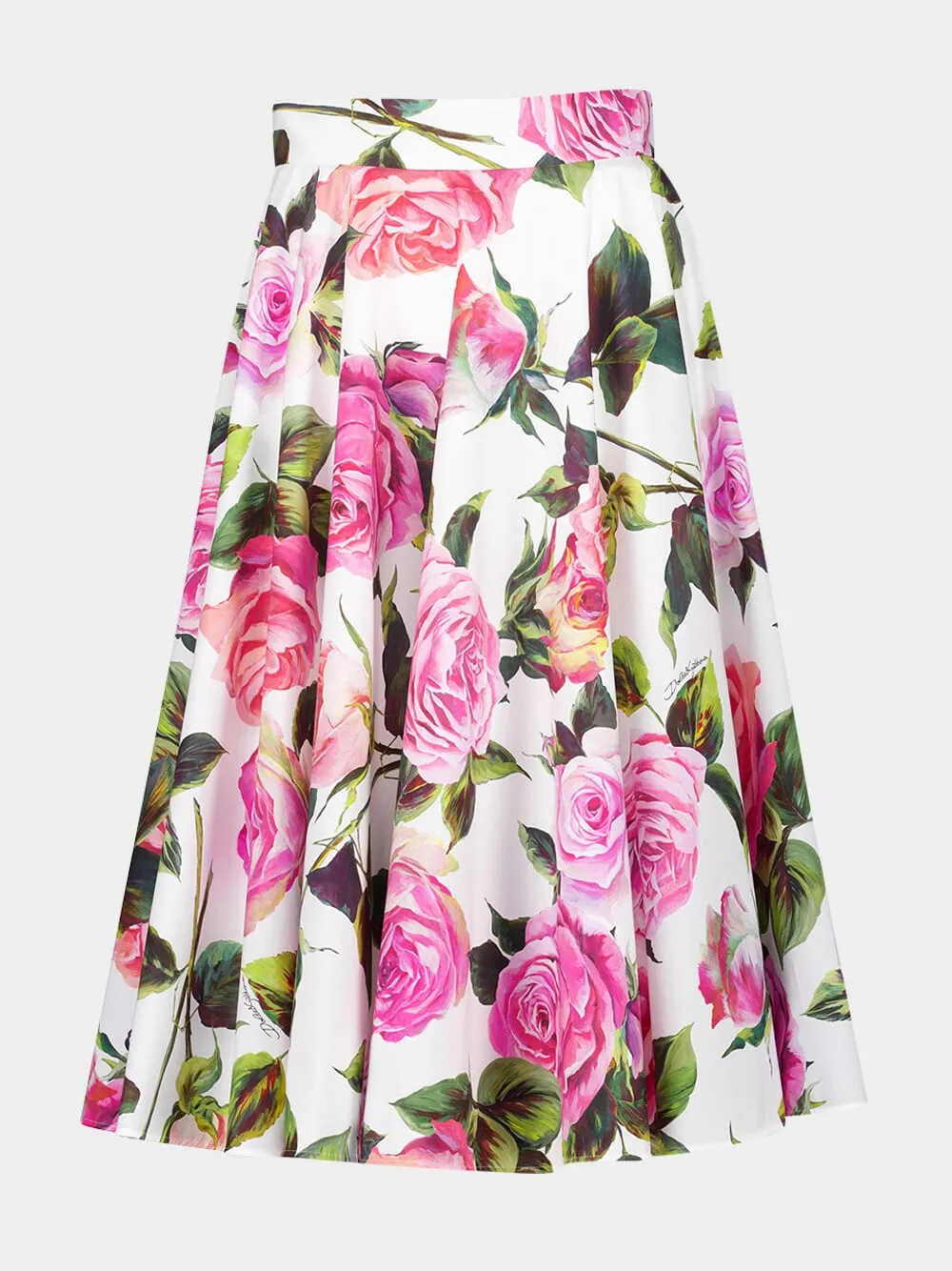 White Midi Skirt with Pink Floral Print sold by Fashion Clinic