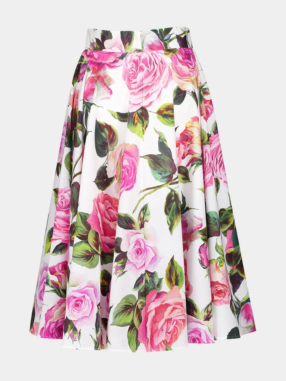 White Midi Skirt with Pink Floral Print sold by Fashion Clinic product image thumbnail 2