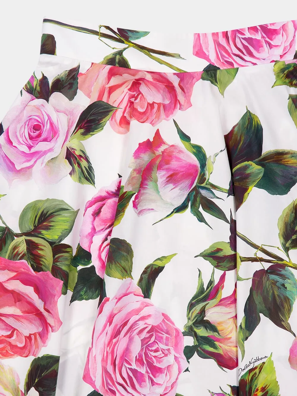 White Midi Skirt with Pink Floral Print sold by Fashion Clinic product image thumbnail 3