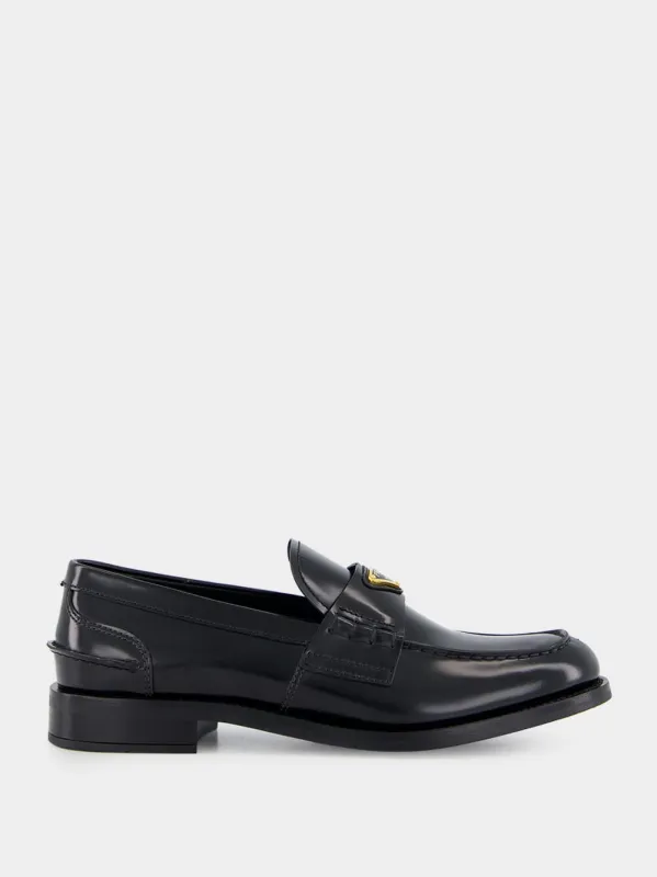 Black Brushed Leather Loafers made by Prada