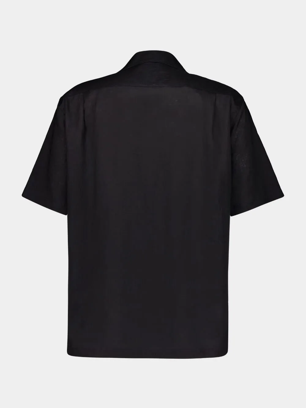Black Linen Short Sleeve Button-Up Shirt sold by Fashion Clinic product image thumbnail 2