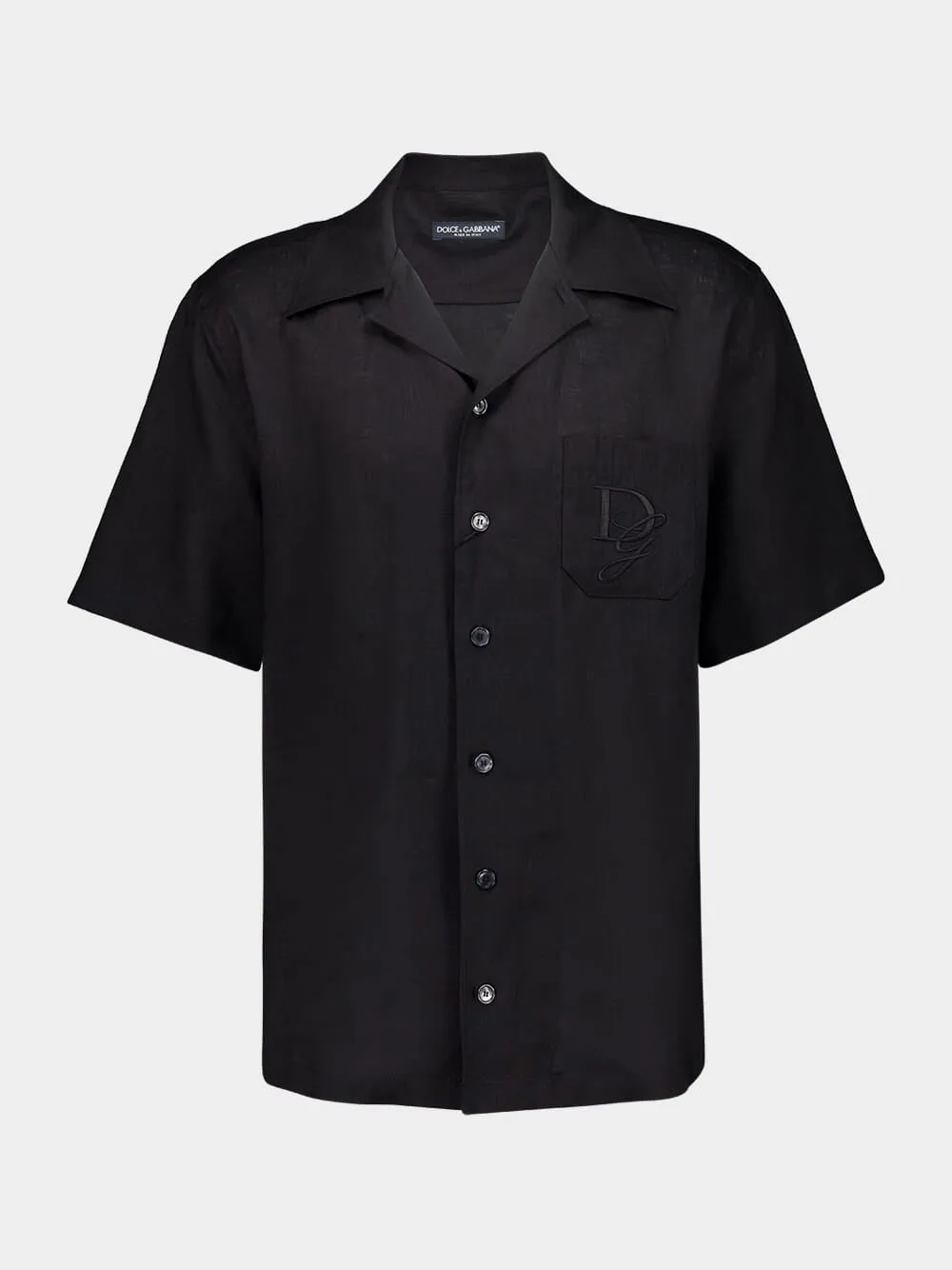 Black Linen Short Sleeve Button-Up Shirt sold by Fashion Clinic