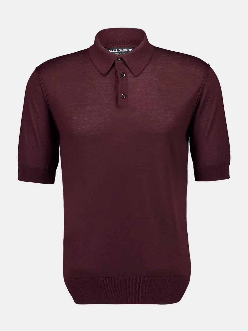 Burgundy Short Sleeve Cashmere Polo sold by Fashion Clinic
