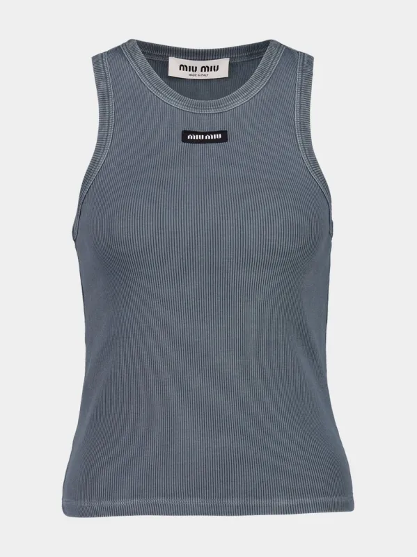 Grey Ribbed Knit Tank Top sold by Fashion Clinic