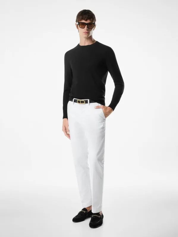 Black Fine Gauge Wool Crew Neck Sweater sold by Fashion Clinic