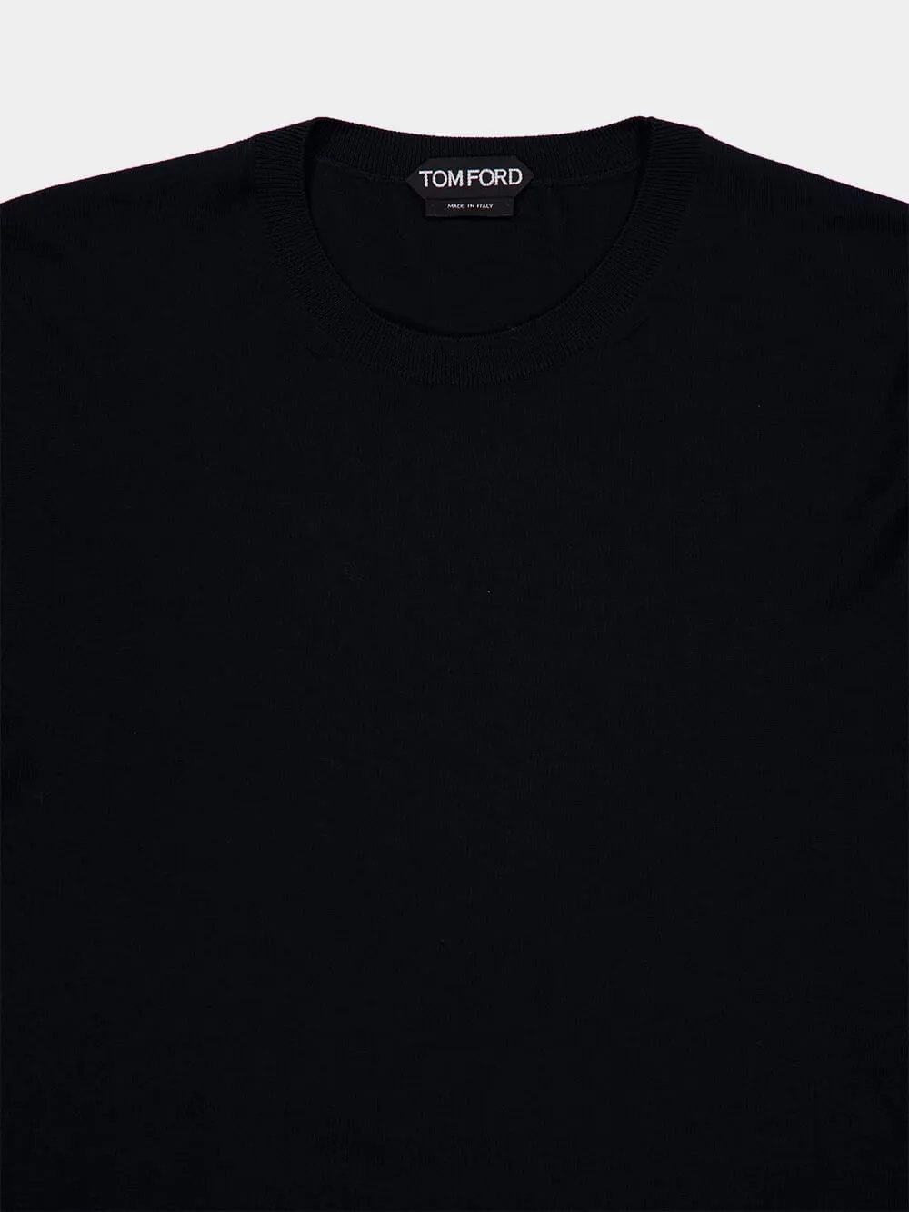 Black Fine Gauge Wool Crew Neck Sweater sold by Fashion Clinic product image thumbnail 5