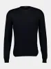 Black Fine Gauge Wool Crew Neck Sweater sold by Fashion Clinic