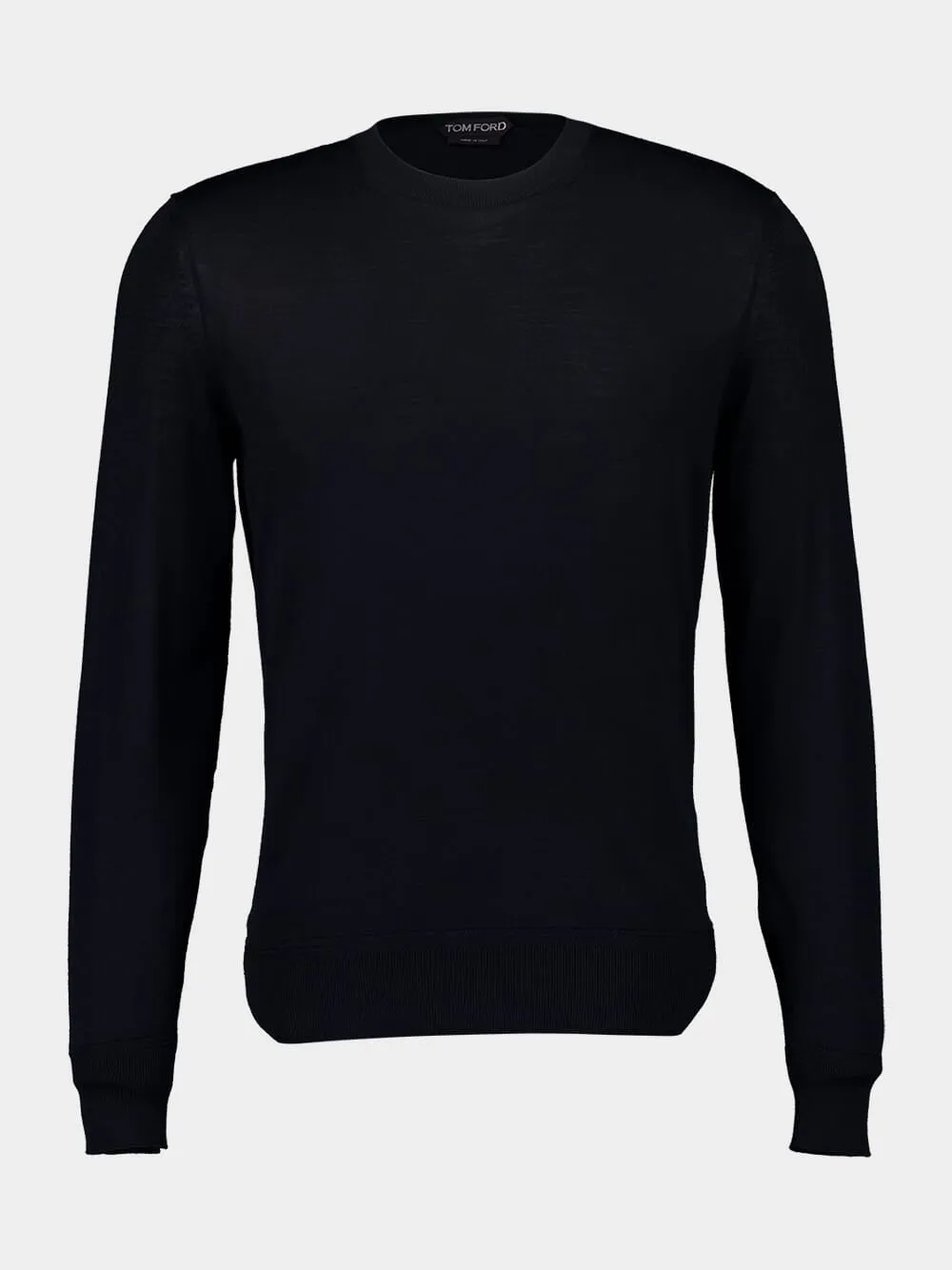 Black Fine Gauge Wool Crew Neck Sweater sold by Fashion Clinic product image thumbnail 2