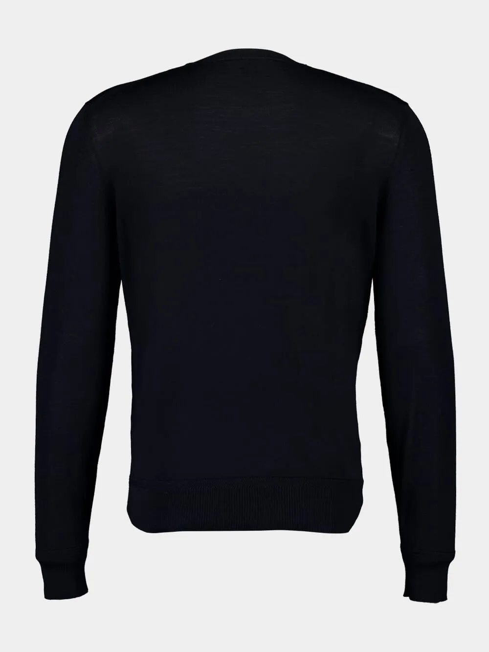 Black Fine Gauge Wool Crew Neck Sweater sold by Fashion Clinic product image thumbnail 4